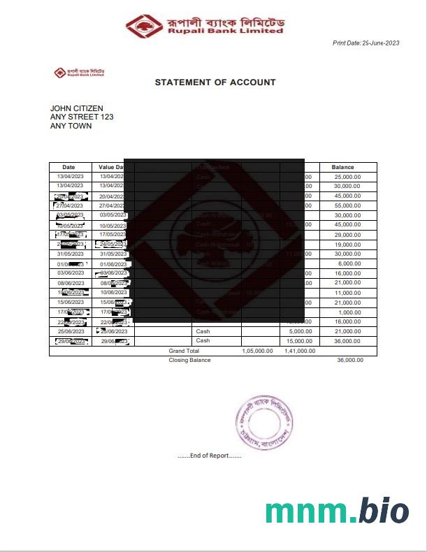 India Reliance General Insurance Company Limited license fałszywe oświadczenie bankowe słowo i szablon PDF, 2 strony